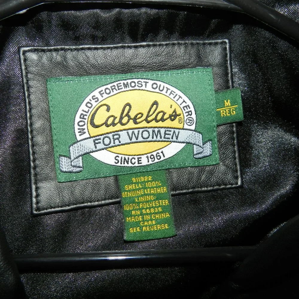 Cabelas Womens Black Genuine Leather Long Button Down Winter Coat Size Medium - Picture 8 of 8